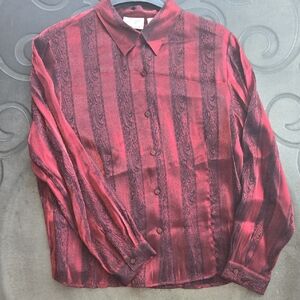 Kathie Lee Collection Red Button-Up Blouse